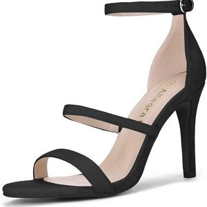 Allegra K black strappy 3.75” heels